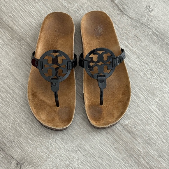 Tory Burch Black Sandals with Brown Sole - Picture 2 of 7